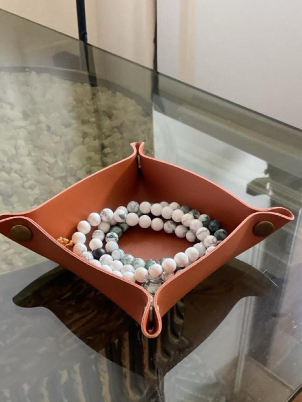 Leather Catchall Tray in Burnt Orange - Minimal Men's Accessories